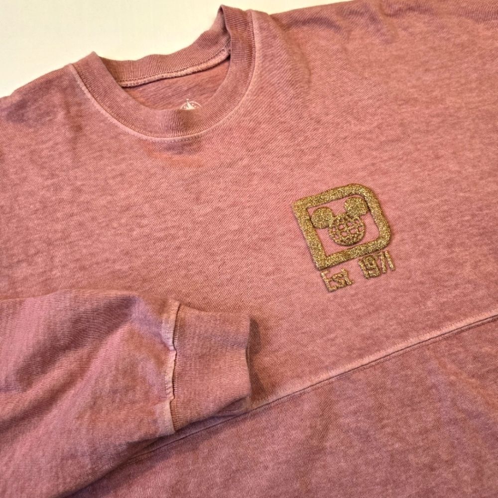 Walt Disney World Spirit Jersey Briar Rose Gold‎ Puffy Glitter L/S Tee Size XS